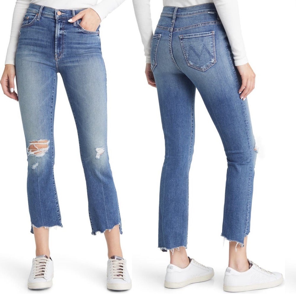 MOTHER The Insider High Waist Crop Step Chew Hem Jeans, 31, Dancing on Coals